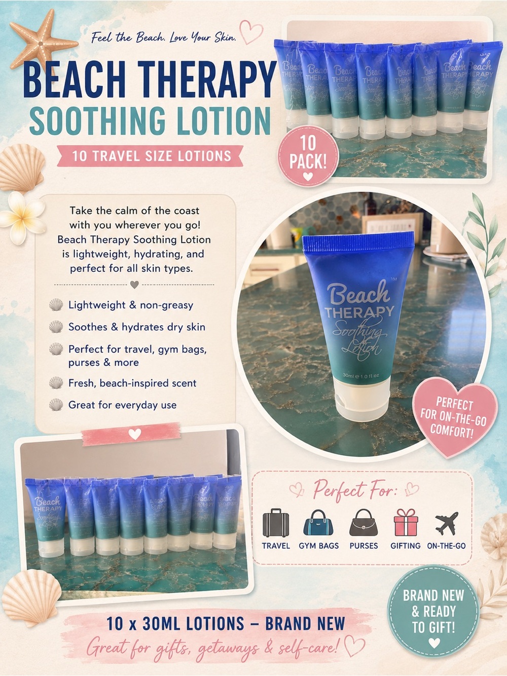 Lotion -Beach Therapy Soothing Lotion Tubes in Blue and White
